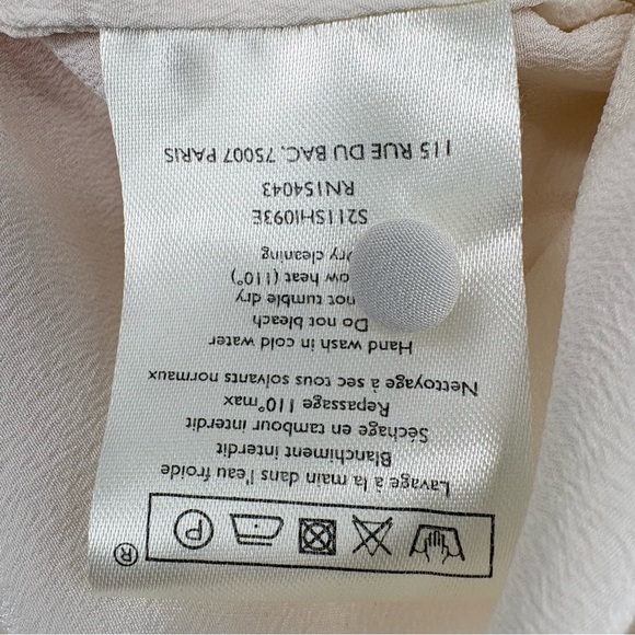 Sézane Chlo 100% Silk Embroidered Long Sleeve Blouse | 36 (US 4) | Ivory White - Picture 15 of 16